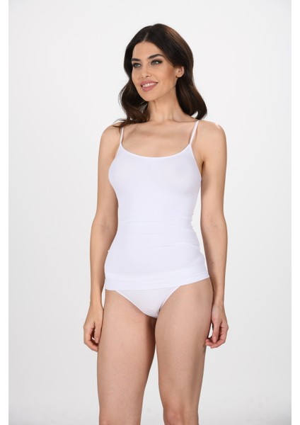 Ince Ip Askılı 1602 Örme Seamless Dikişsiz Soft Basic Kadın Korsajlı Atlet