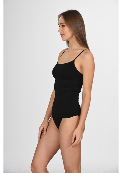 Ince Ip Askılı 1607 Örme Seamless Dikişsiz Soft Basic Kadın Atlet
