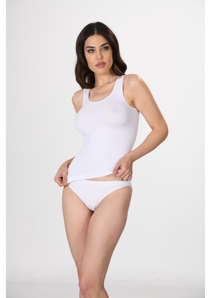 Kalın Askılı 1601 Örme Seamless Dikişsiz Soft Basic Kadın Atlet