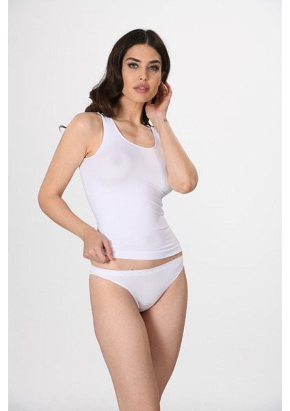 Kalın Askılı 1601 Örme Seamless Dikişsiz Soft Basic Kadın Atlet