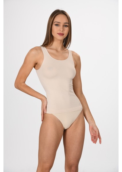 Kalın Askılı 1601 Örme Seamless Dikişsiz Soft Basic Kadın Atlet