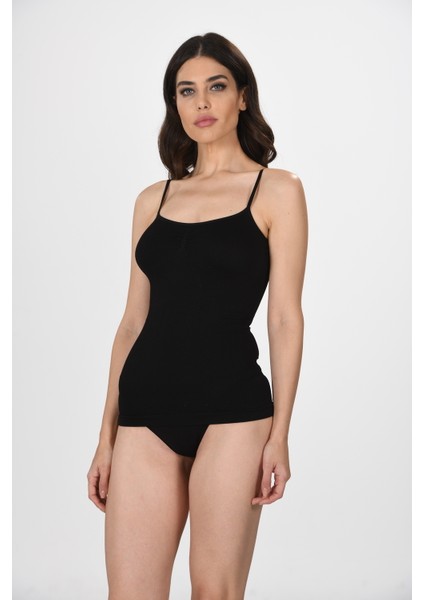 Ince Ip Askılı 1602 Örme Seamless Dikişsiz Soft Basic Kadın Korsajlı Atlet