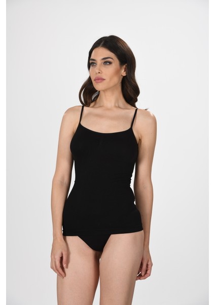 Ince Ip Askılı 1602 Örme Seamless Dikişsiz Soft Basic Kadın Korsajlı Atlet