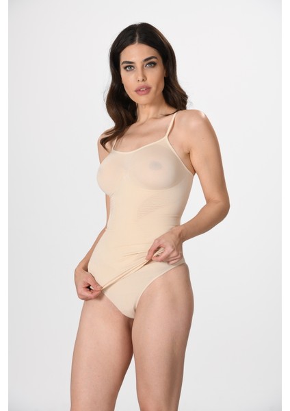 Ince Ip Askılı 16888 Örme Seamless Dikişsiz Soft Basic Kadın Parlak Korsajlı Korse Atlet