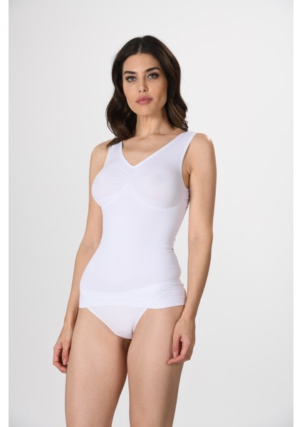 Kalın Askılı 16428 Örme Seamless Dikişsiz Soft Basic Kadın Toparlayıcı Korse Atlet