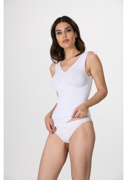 Kalın Askılı 16428 Örme Seamless Dikişsiz Soft Basic Kadın Toparlayıcı Korse Atlet