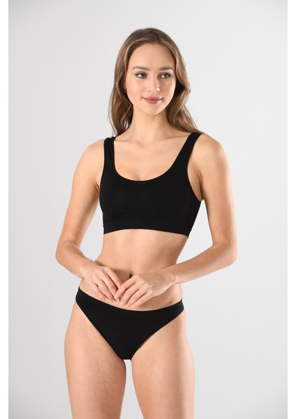 Kalın Askılı 1501 Sıfır Kol Örme Seamless Dikişsiz Basic Kadın Büstiyer