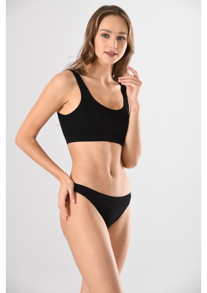 Kalın Askılı 1501 Sıfır Kol Örme Seamless Dikişsiz Basic Kadın Büstiyer
