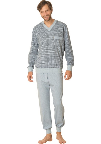 Pijama 2711 Büyük Beden Erkek Pijama Takımı -Mavi