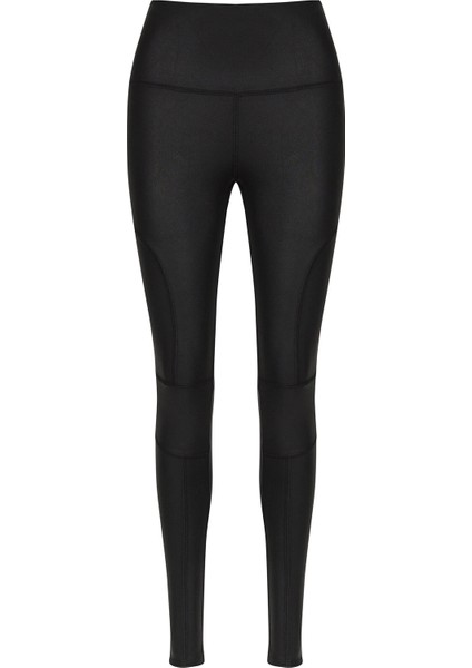 Siyah Coated Biker Leggings