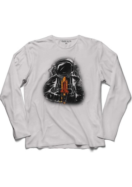 Astronot Uzay Cosmos Space Galaksi Gezegen Uzun Kollu Sweatshirt
