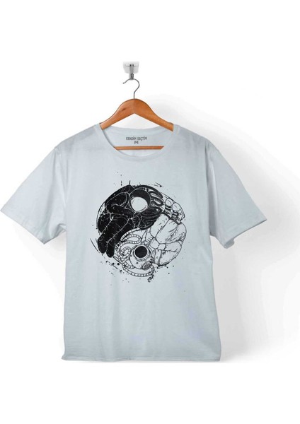Uçan Çift Astronot Ying Yang Uzay Cosmos Çocuk T-Shirt