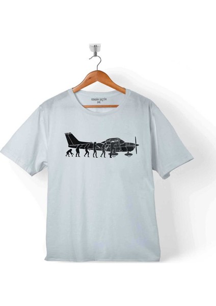İnsan Maymun Evrim Cessna Uçak Tayyare Çocuk T-Shirt