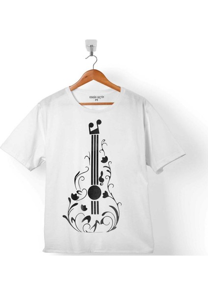 Gitar Çizim Tasarım Nota Müzik Sol Anahtarı Çocuk T-Shirt
