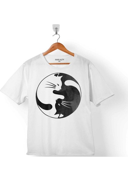 Ying Yang Black Hıpster Cat Kara Kedi Çocuk T-Shirt