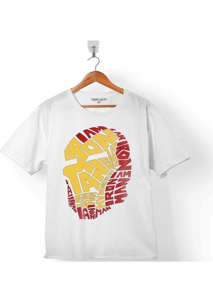 Iron Man Word Art Head Logo Demir Adam Çocuk T-Shirt
