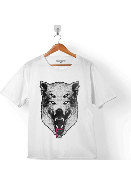 Kurt Kafa Göz Yanılması Wolf Head Çocuk T-Shirt