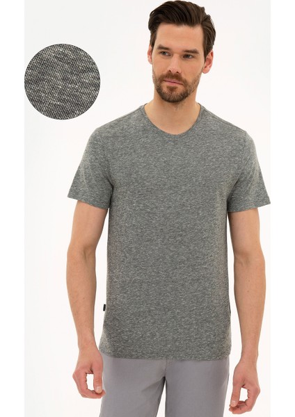 Erkek Siyah Slim Fit Bisiklet Yaka Tişört 50218507-VR046