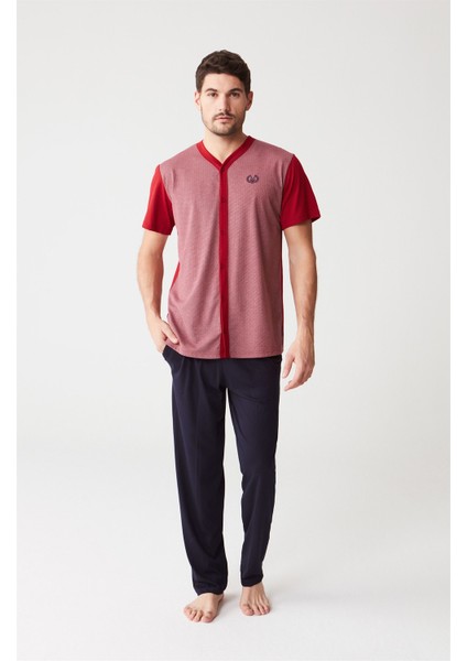 3248 Erkek Pijama Takımı - Bordo