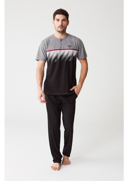 3253 Erkek Pijama Takımı - Antrasit Melanj