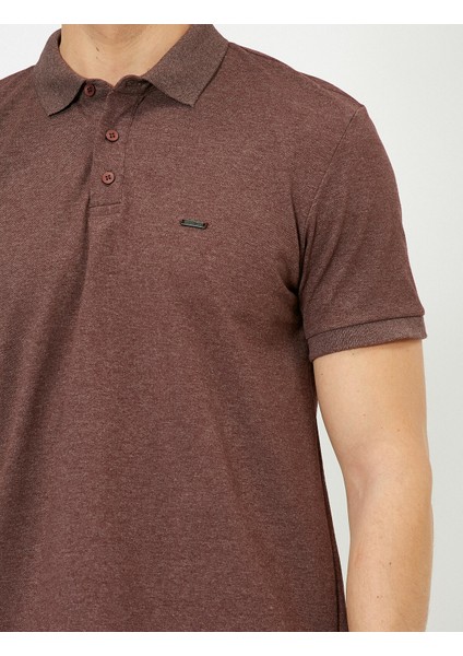 Erkek Polo Yaka Metal Logo Detaylı Slim Fit Tişört