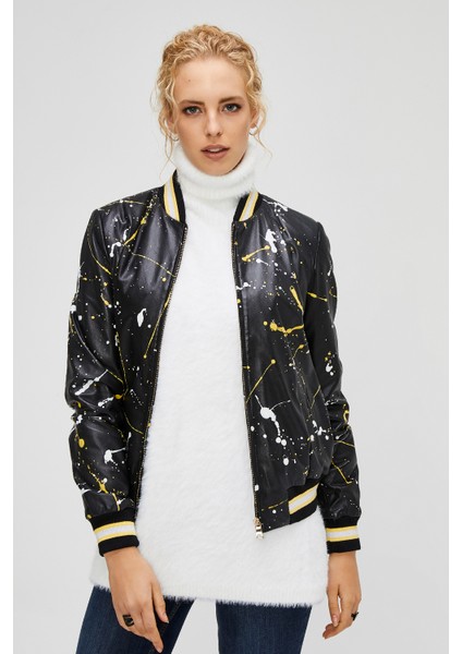 Colorato Kadın Deri Mont Siyah XL