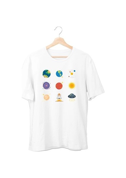 Planets Bisiklet Yaka T-Shirt