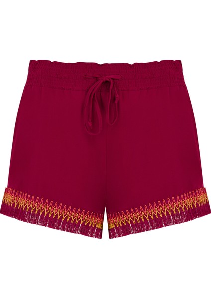 Bordo Trim Detail Şort
