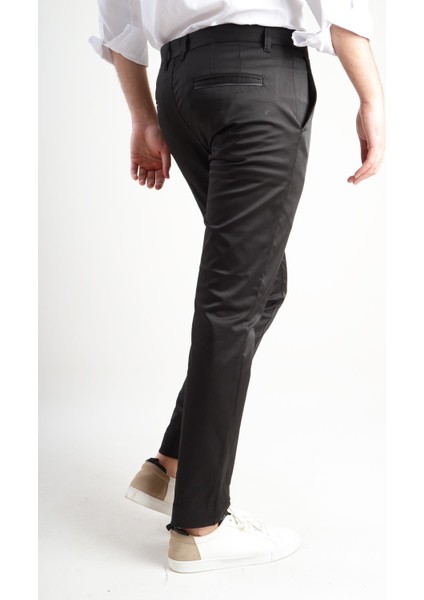 Slim Fit Yandan Cep Siyah Erkek Pantolon Bolu