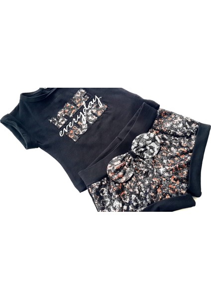 Piero Kids Kız Bebek Şortlu Pullu Alt Üst Takım