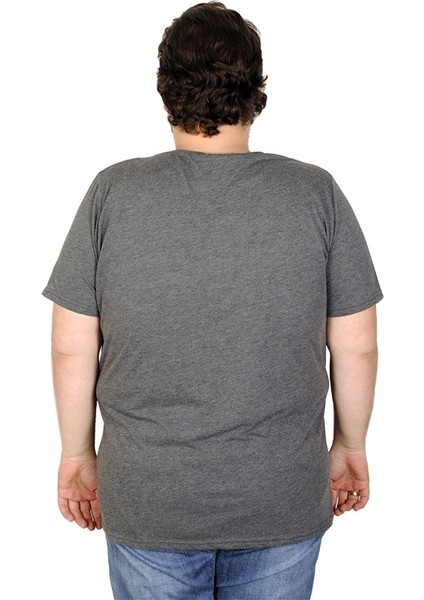 Büyük Beden Erkek Tshirt Bisiklet Yaka Basic 20031 Antramelanj
