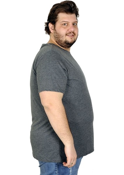 Büyük Beden Erkek Tshirt Bisiklet Yaka Basic 20031 Antramelanj