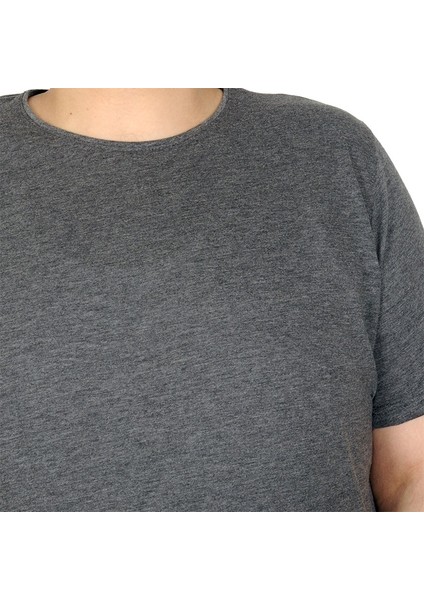 Büyük Beden Erkek Tshirt Bisiklet Yaka Basic 20031 Antramelanj