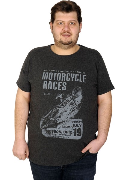 Büyük Beden Tshirt Bisiklet Yaka Motorcycle Races 20102 Antramelanj