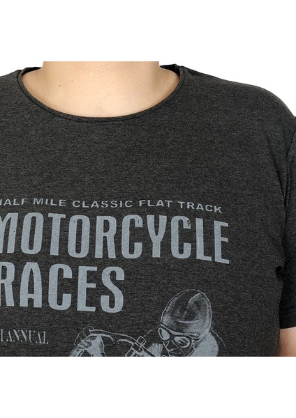 Büyük Beden Tshirt Bisiklet Yaka Motorcycle Races 20102 Antramelanj fırsatları