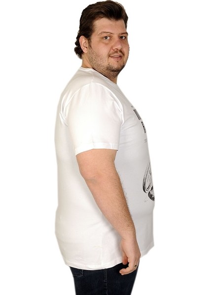 Büyük Beden Tshirt Bisiklet Yaka Motorcycle Races 20102 Beyaz modelleri