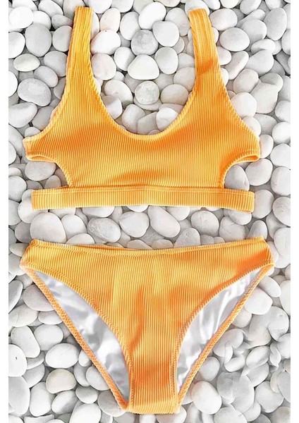 Kadın Angelsin Özel Kumaş Bikini Takım Sarı