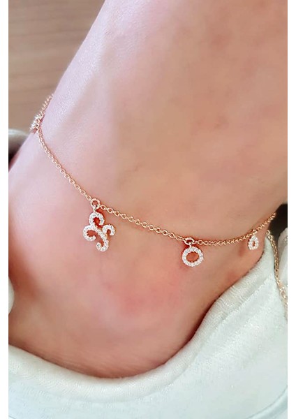 Zirkon taşlı italyan tasarımı Gümüş Üzerine rose altın kaplamalı halhal