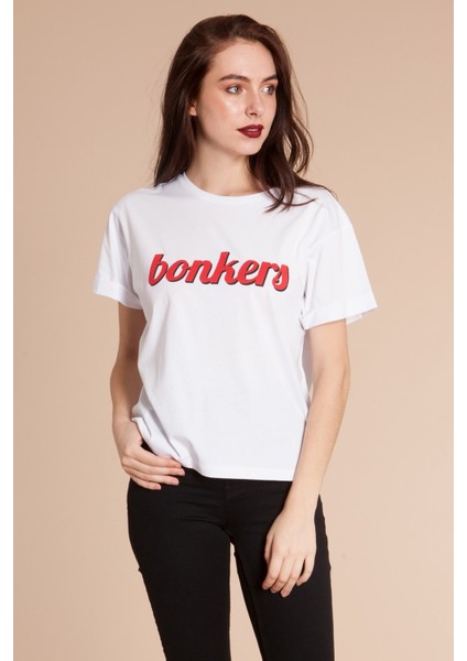 Piera Bonkers Baskılı Beyaz Tişört