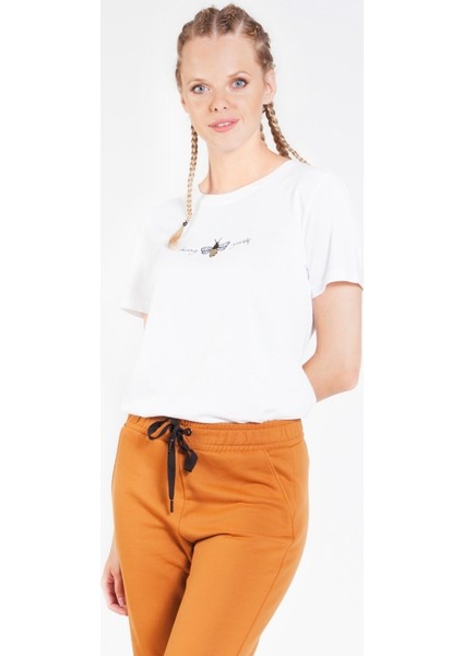 Margaret Arı Baskılı Ekru Tişört 160402-1 fiyatları