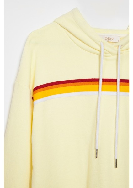 Evoyn Çizgili Sarı Kapüşonlu Sweatshirt 160327-1 modelleri