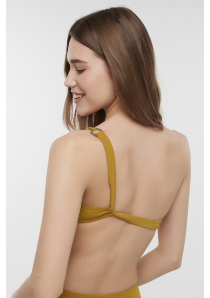 Yağ Yeşili Circle Tek Omuz Bikini Üstü fırsatları