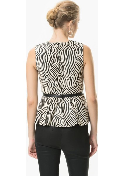 Roman Zebra Desenli Deri Bluz-K1859119-089