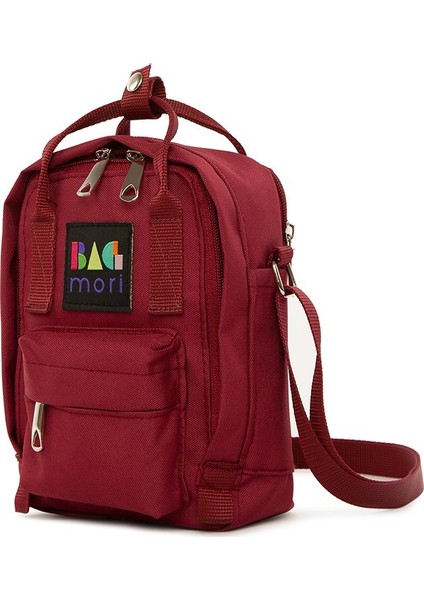 Bordo Çapraz Kare Paraşüt Mini Çanta