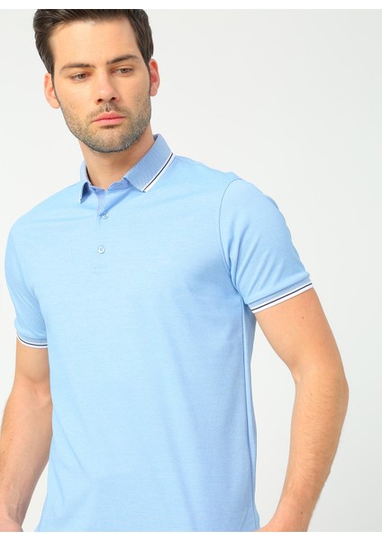 Comfort Erkek Mavi Polo Yaka T-Shirt