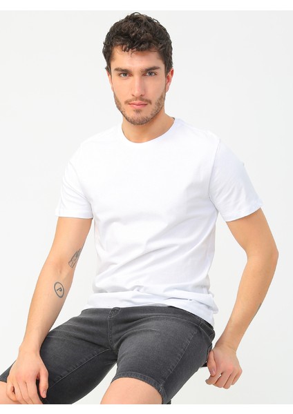Kısa Kollu Düz Erkek T-Shirt