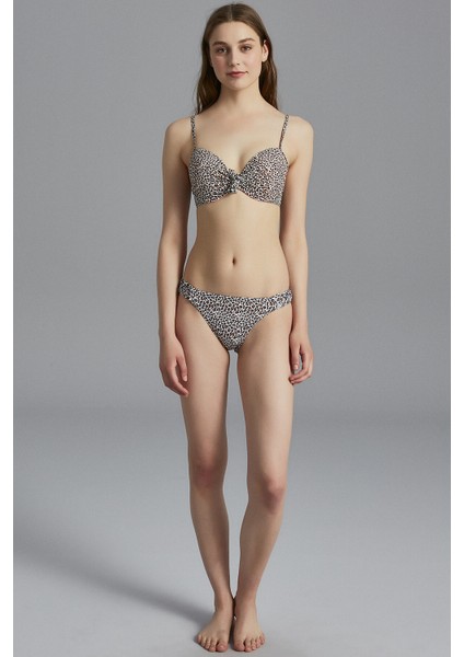 Baskılı Leopard Cup Bikini Üstü