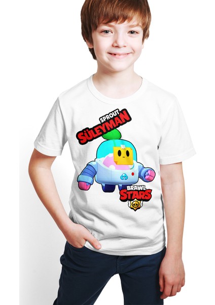 Brawl Stars - Sprout - Dijital Baskılı Beyaz Kişiye Özel T-Shirt E-02
