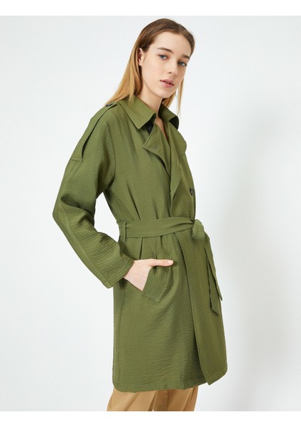 Cepli Beli Kuşaklı Trençkot