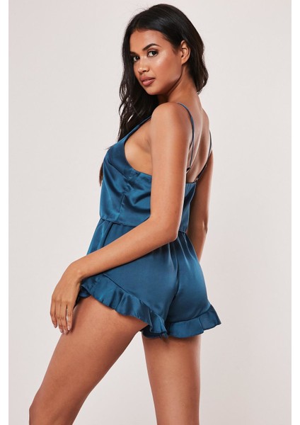 Saten Şortlu Pijama Takım Mavi fiyatları